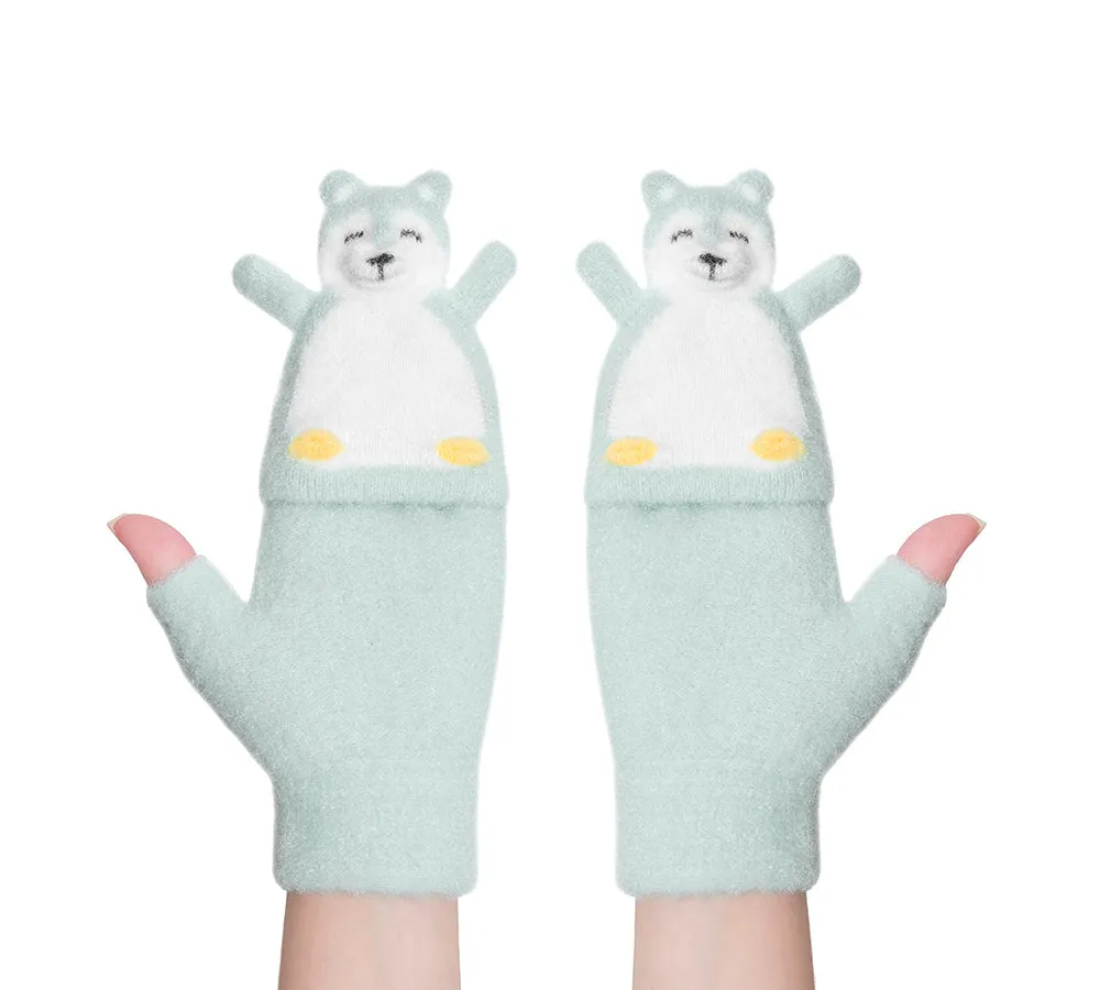 Fingerless Ultra Plush Knit Bearling Gloves