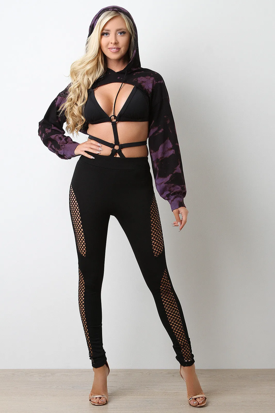 Fishnet Inset High Waist Leggings