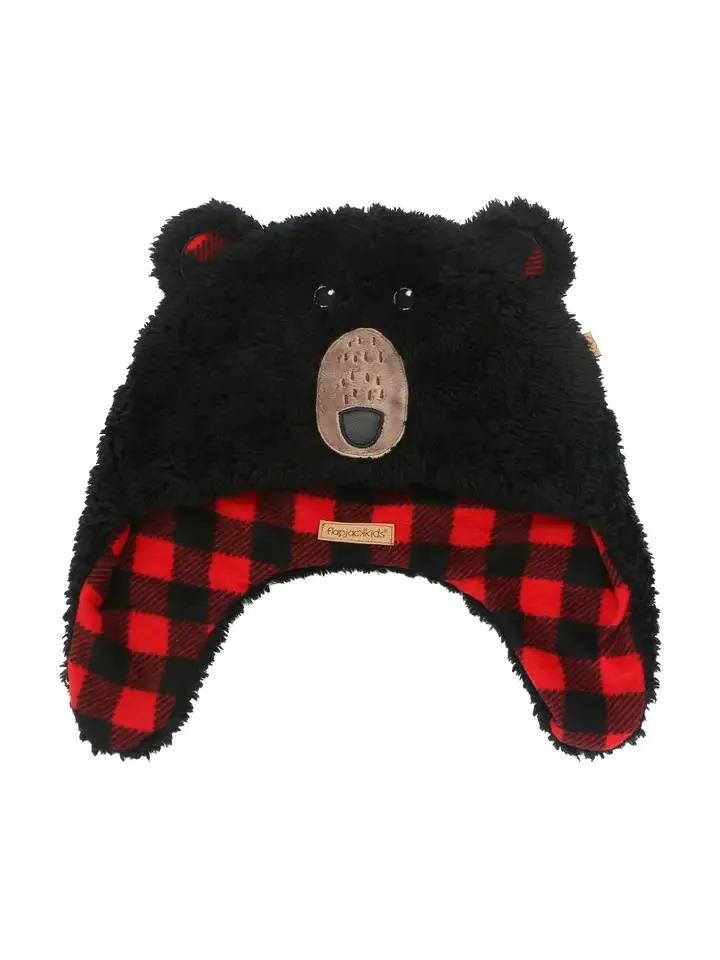 Flap Jack Kids Reversible Sherpa Hat - Black Bear/Aviator