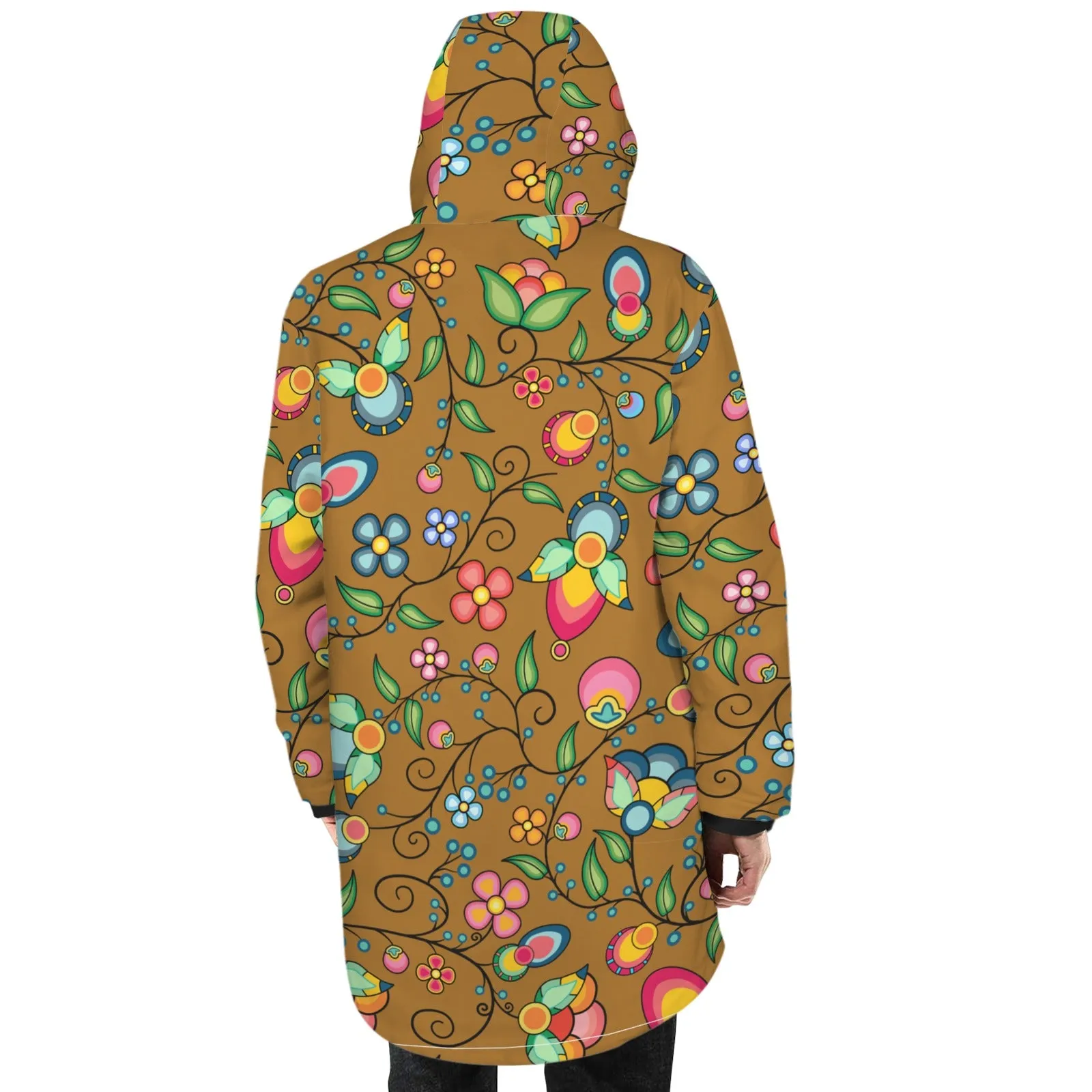 Floral Bounty Fall Leaves Unisex Sherpa Lined Hooded Coat