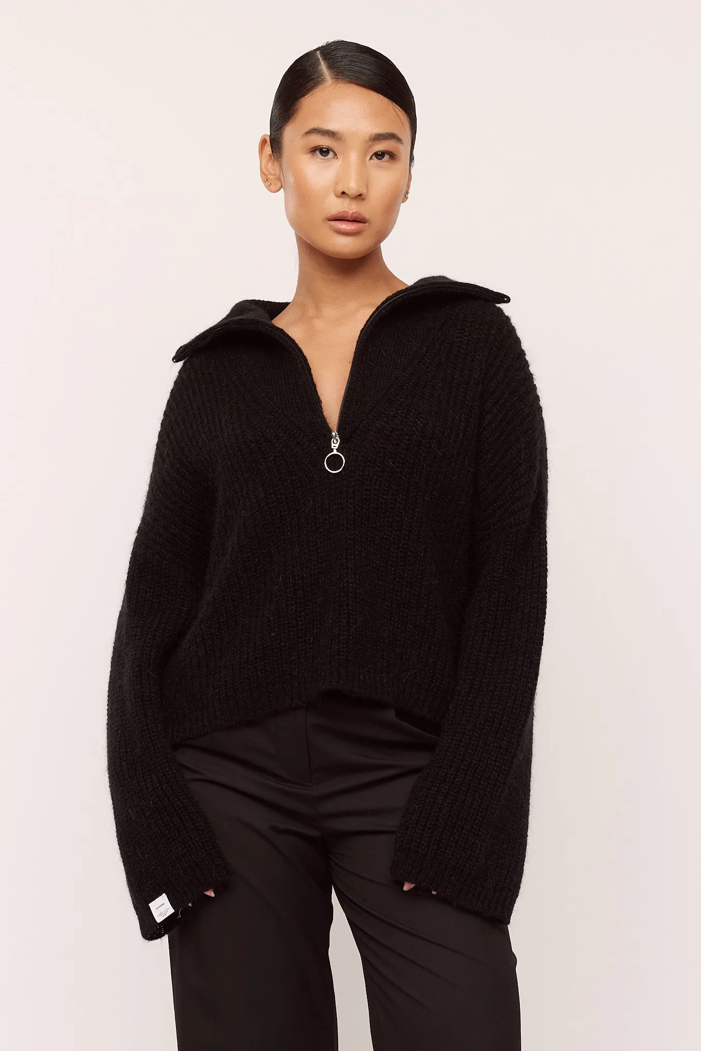 Florie Zip Knit - Black