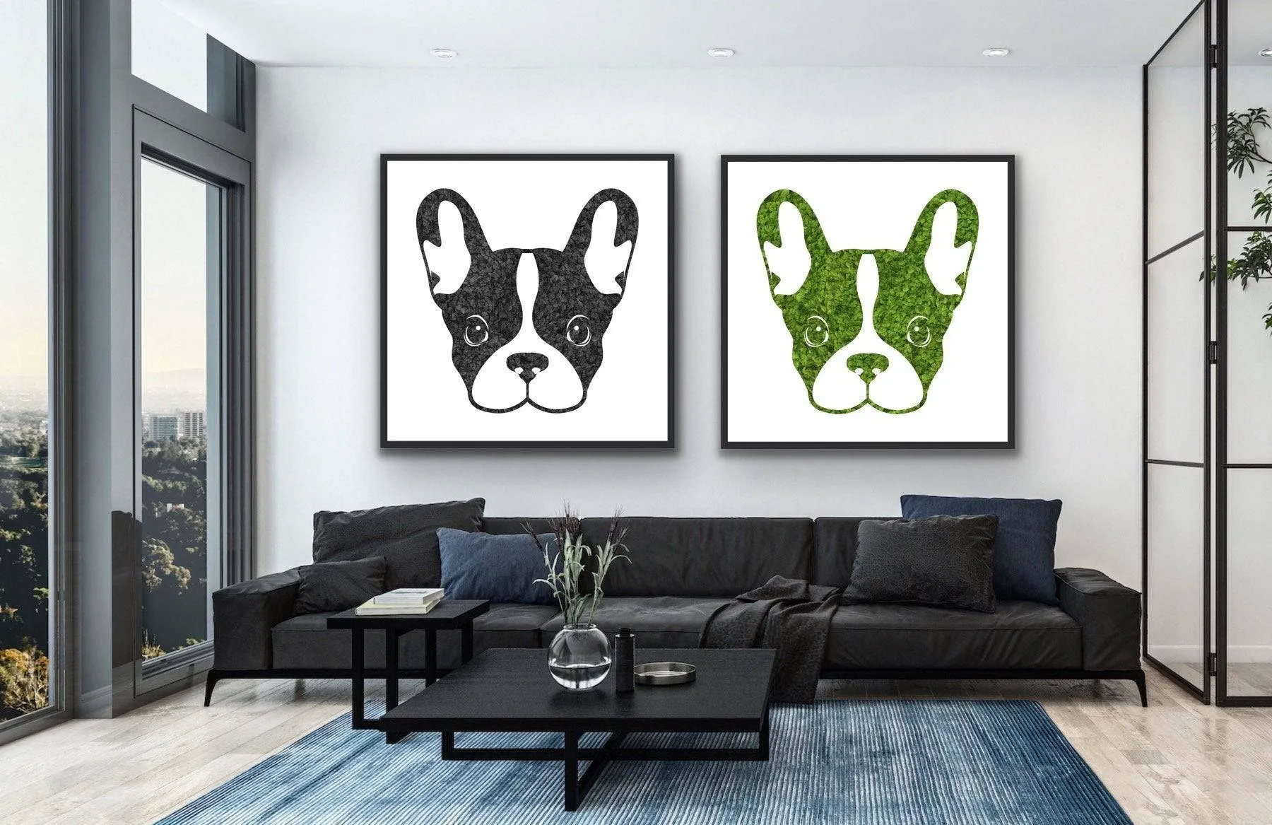 French Bulldog Moss Wall Art