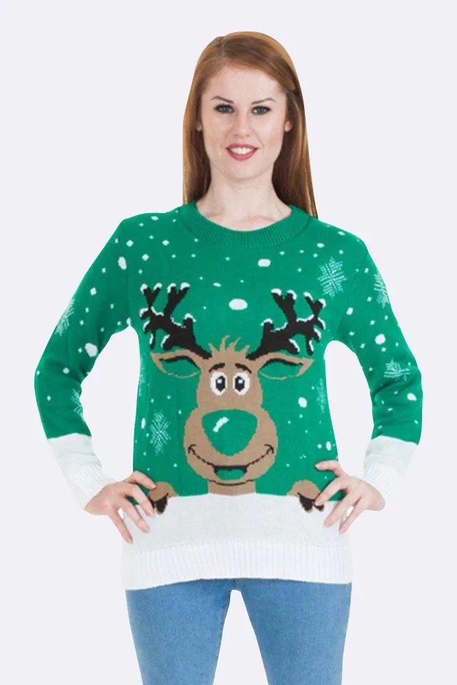 Gillian Womens Smiling Rudolph Christmas Jumper