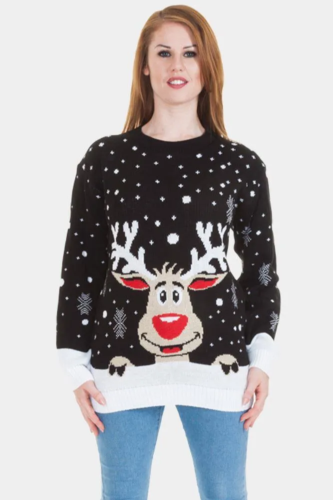 Gillian Womens Smiling Rudolph Christmas Jumper