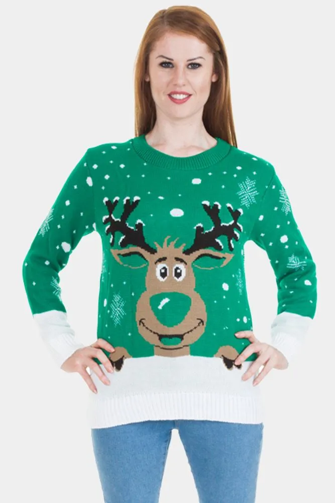 Gillian Womens Smiling Rudolph Christmas Jumper