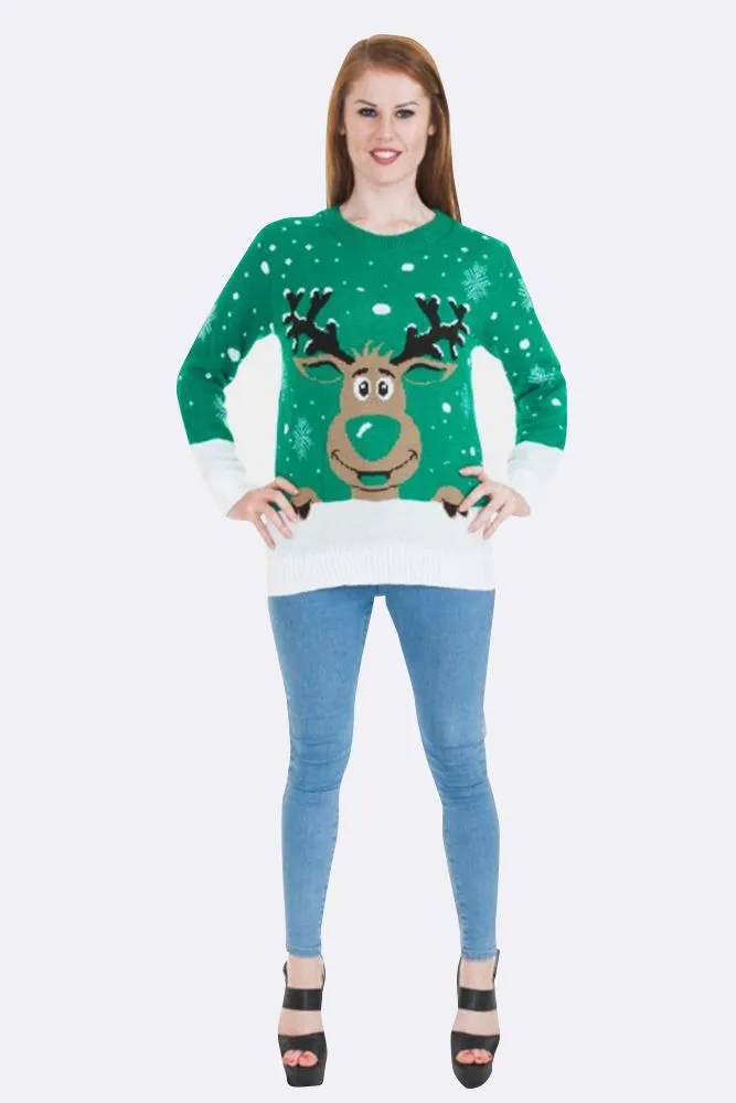 Gillian Womens Smiling Rudolph Christmas Jumper