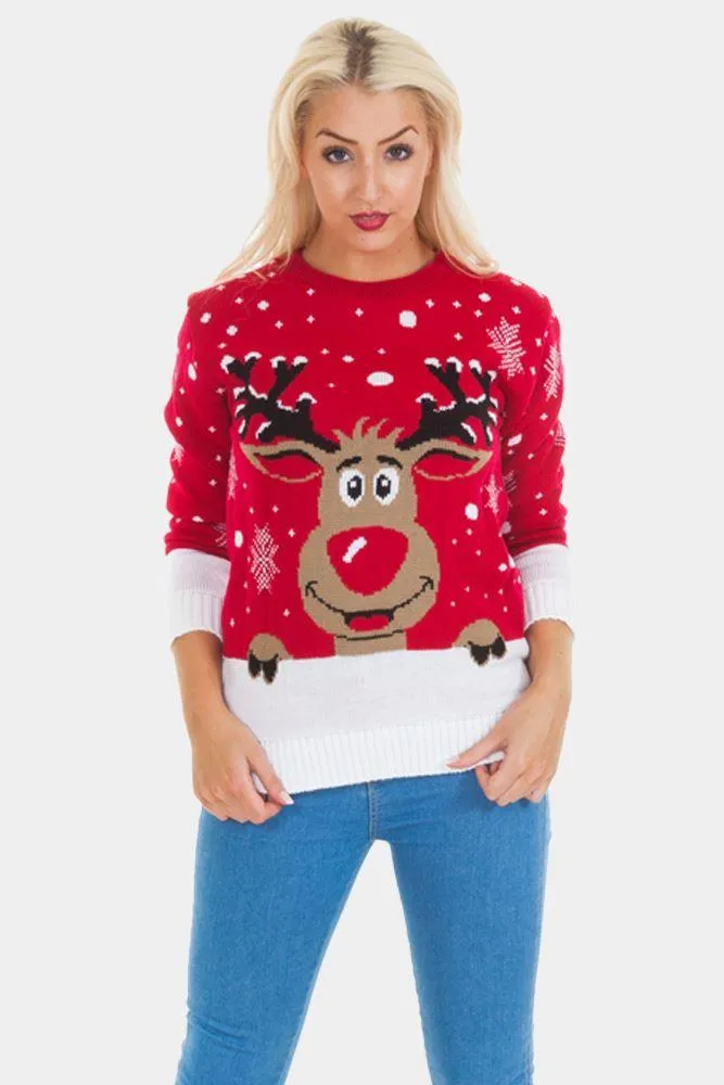 Gillian Womens Smiling Rudolph Christmas Jumper