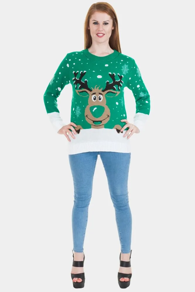 Gillian Womens Smiling Rudolph Christmas Jumper