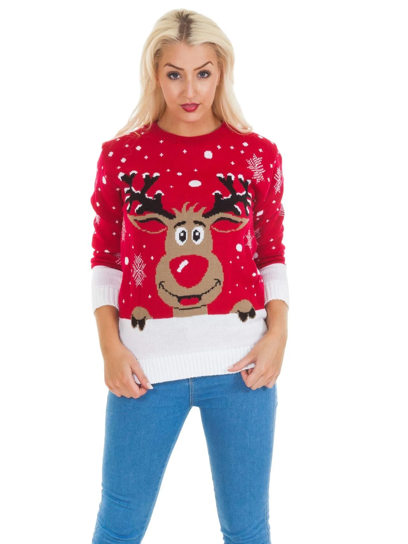 Gillian Womens Smiling Rudolph Christmas Jumper