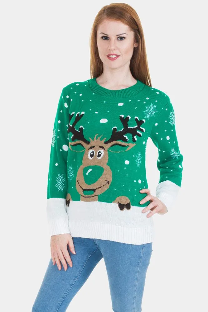 Gillian Womens Smiling Rudolph Christmas Jumper