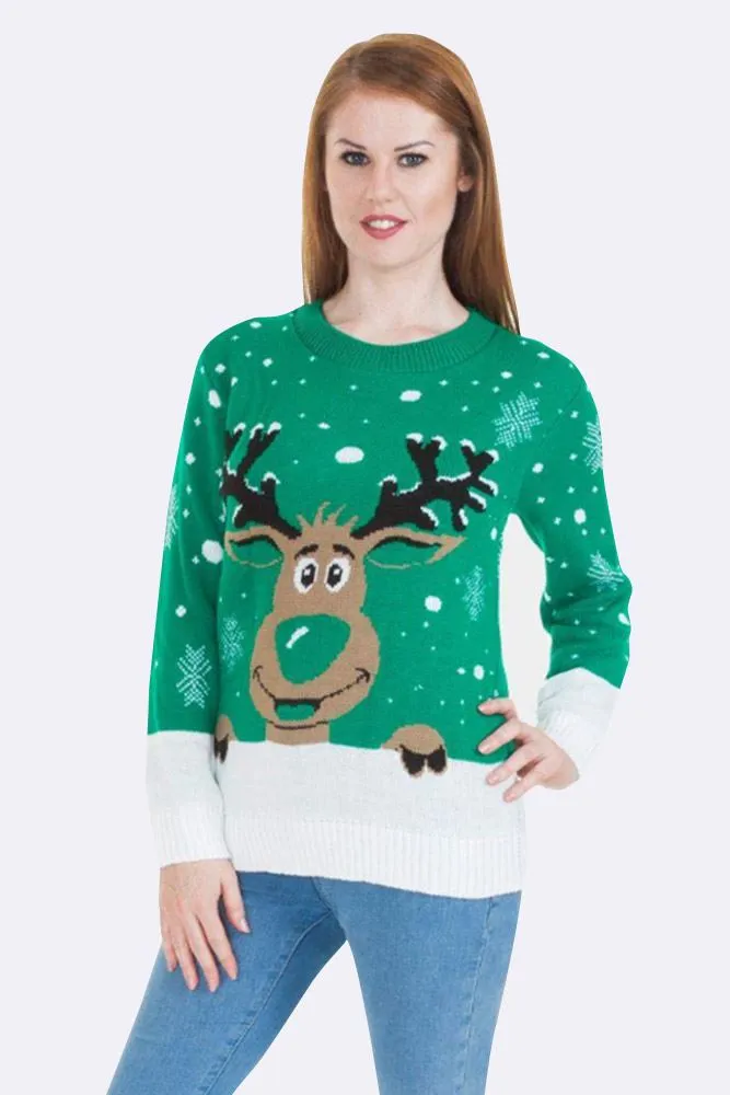 Gillian Womens Smiling Rudolph Christmas Jumper