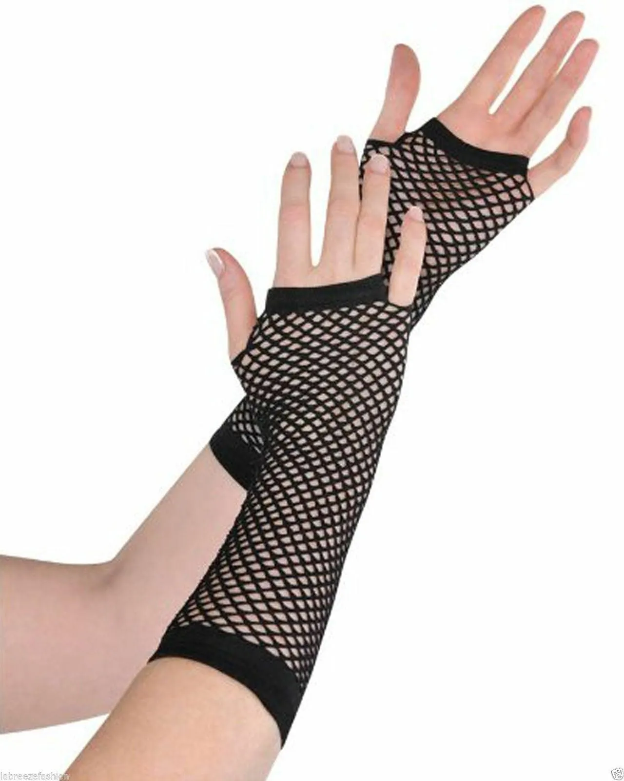 Girls Long Mesh Fishnet Fingerless Gloves Elbow Long Glove Hen night Party wear