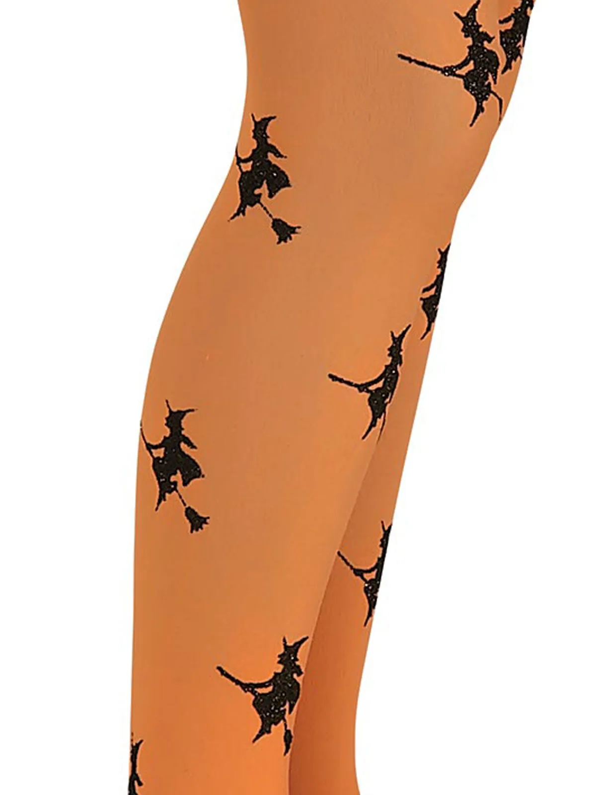 Glitter Witch Orange Tights for Kids