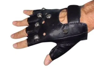 Gloves Black Studded Fingerless