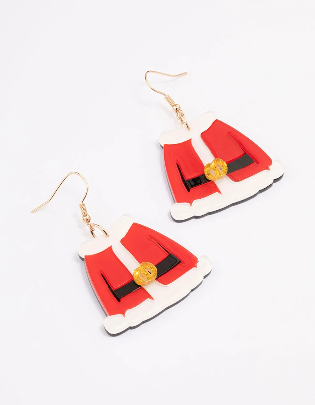 Gold Santa Coat Jacket Drop Earrings