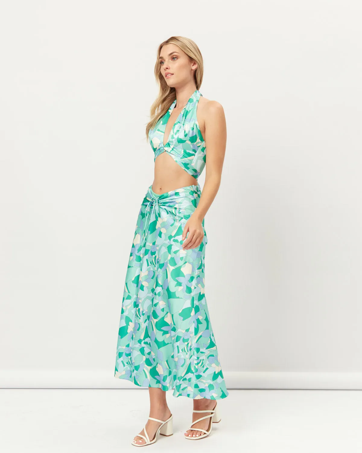 Gracelyn Cut Out Halter Crop Top And Skirt Set