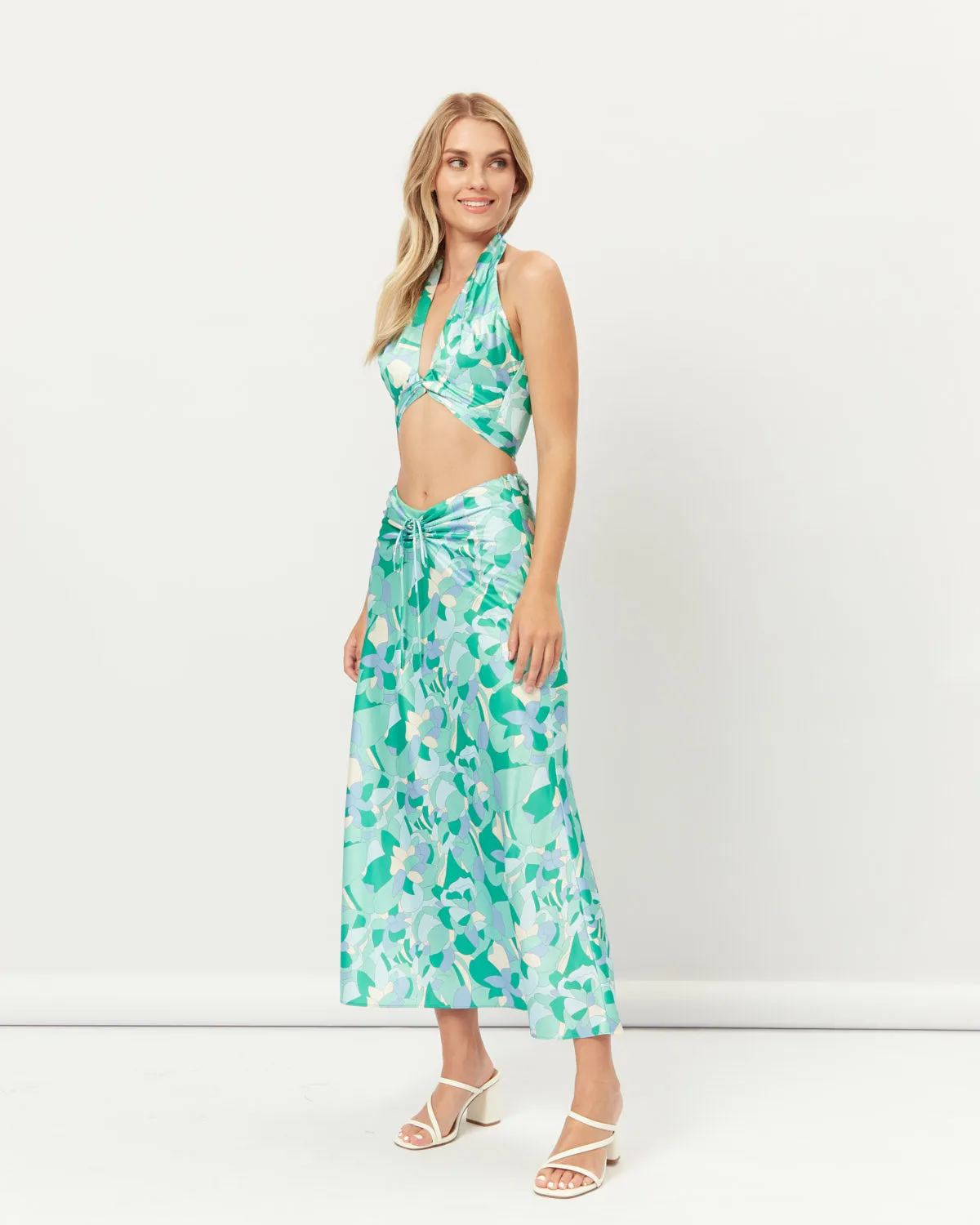 Gracelyn Cut Out Halter Crop Top And Skirt Set