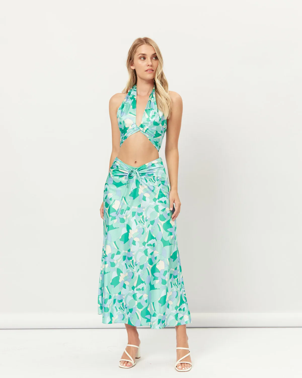 Gracelyn Cut Out Halter Crop Top And Skirt Set