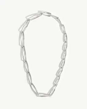 Graduated Chunky Twisted Link Necklace | Silver Plated