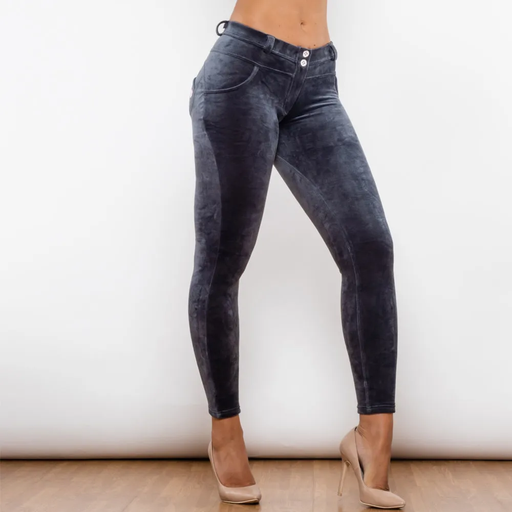 Grey Chenille Middle Waist Lifting Leggings