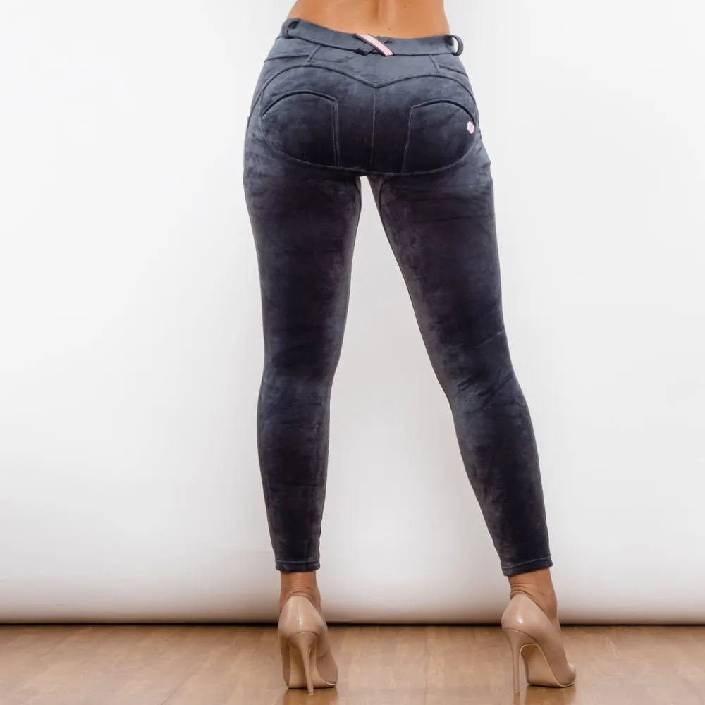 Grey Chenille Middle Waist Lifting Leggings