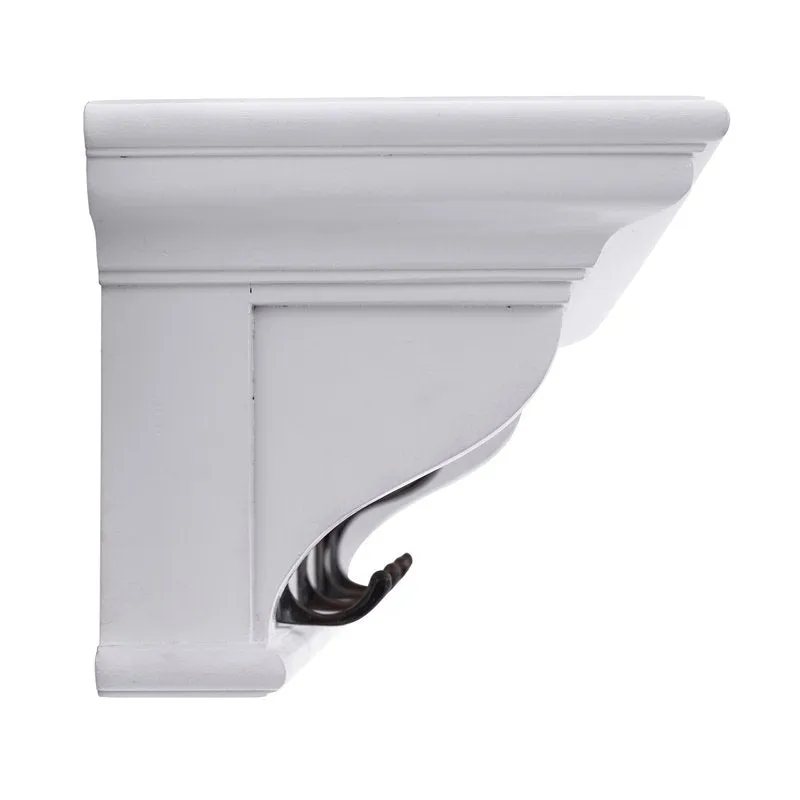 Halifax White Painted 4 Hook Coat Rack Shelf