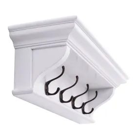 Halifax White Painted 4 Hook Coat Rack Shelf