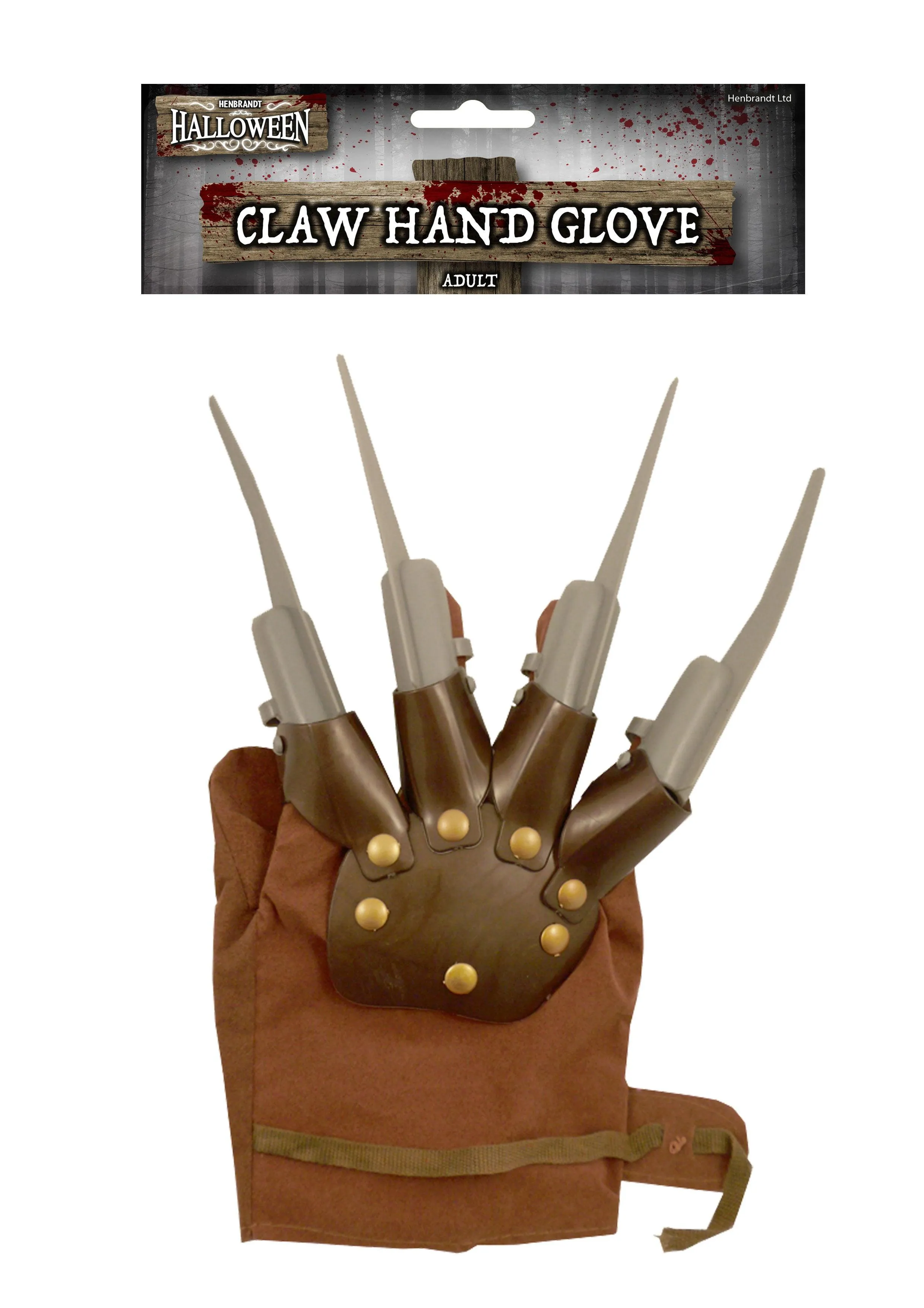 Halloween Freddy Krueger Claw Glove Brown Fancy Dress Scary Hand Film Costume Prop