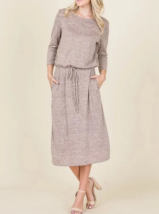 Heathered Taupe Midi Dress