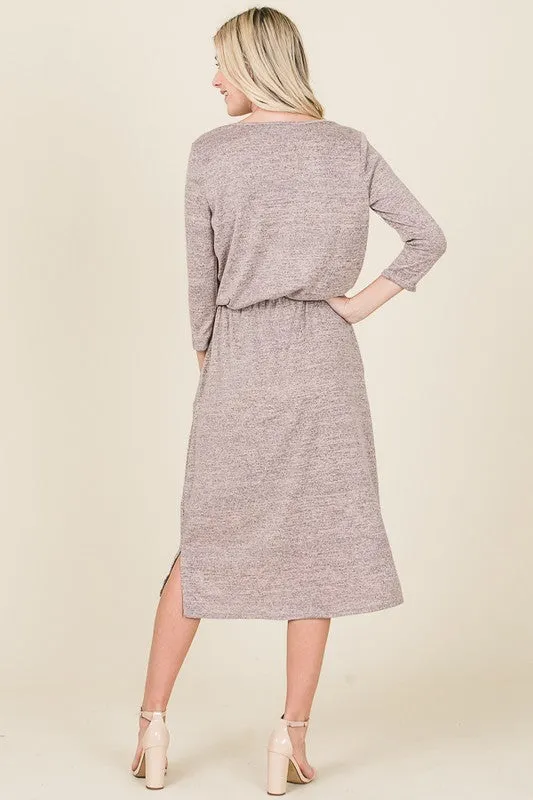 Heathered Taupe Midi Dress