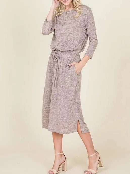 Heathered Taupe Midi Dress