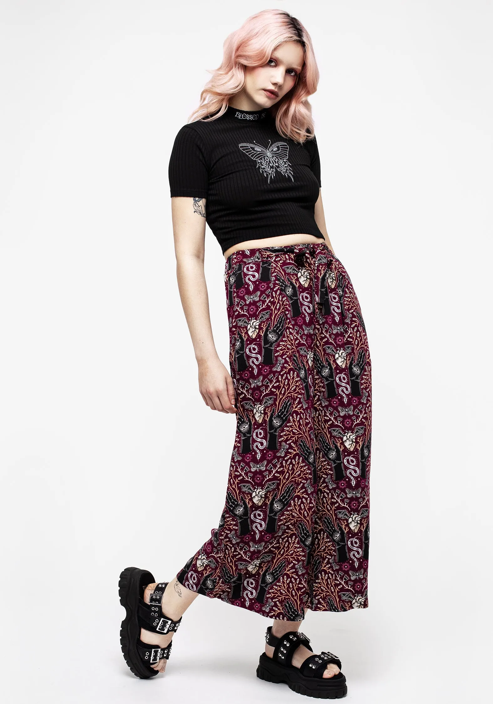 Hemlock Print Tie Waist Culottes