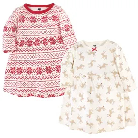 Hudson Baby Cotton Dresses, Reindeer