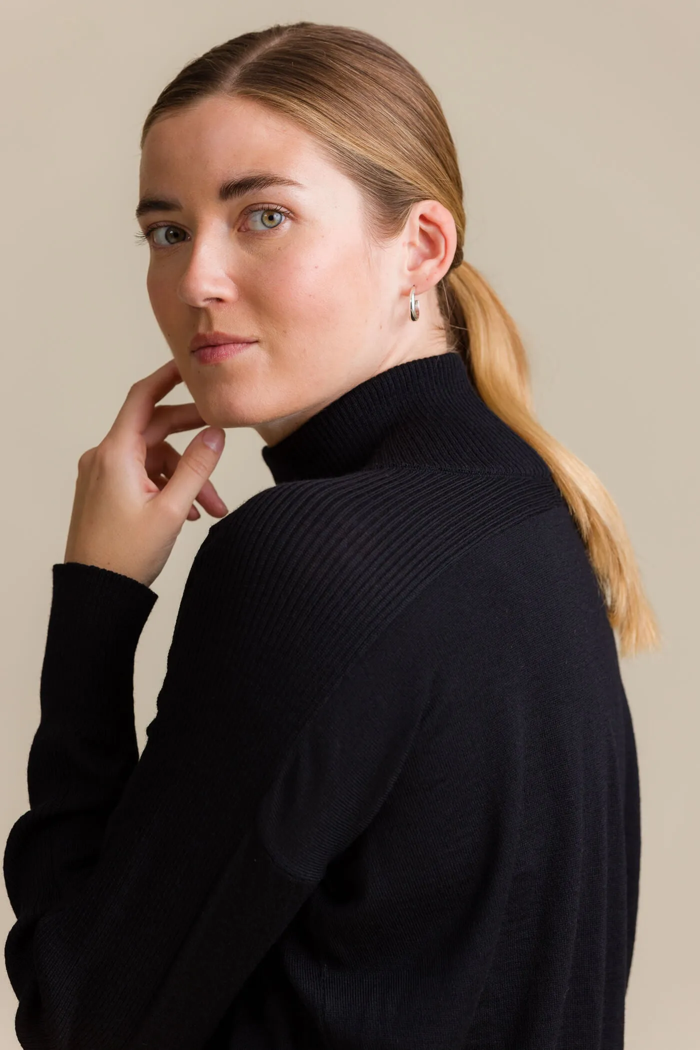 Ina Merino Polo Knit Black