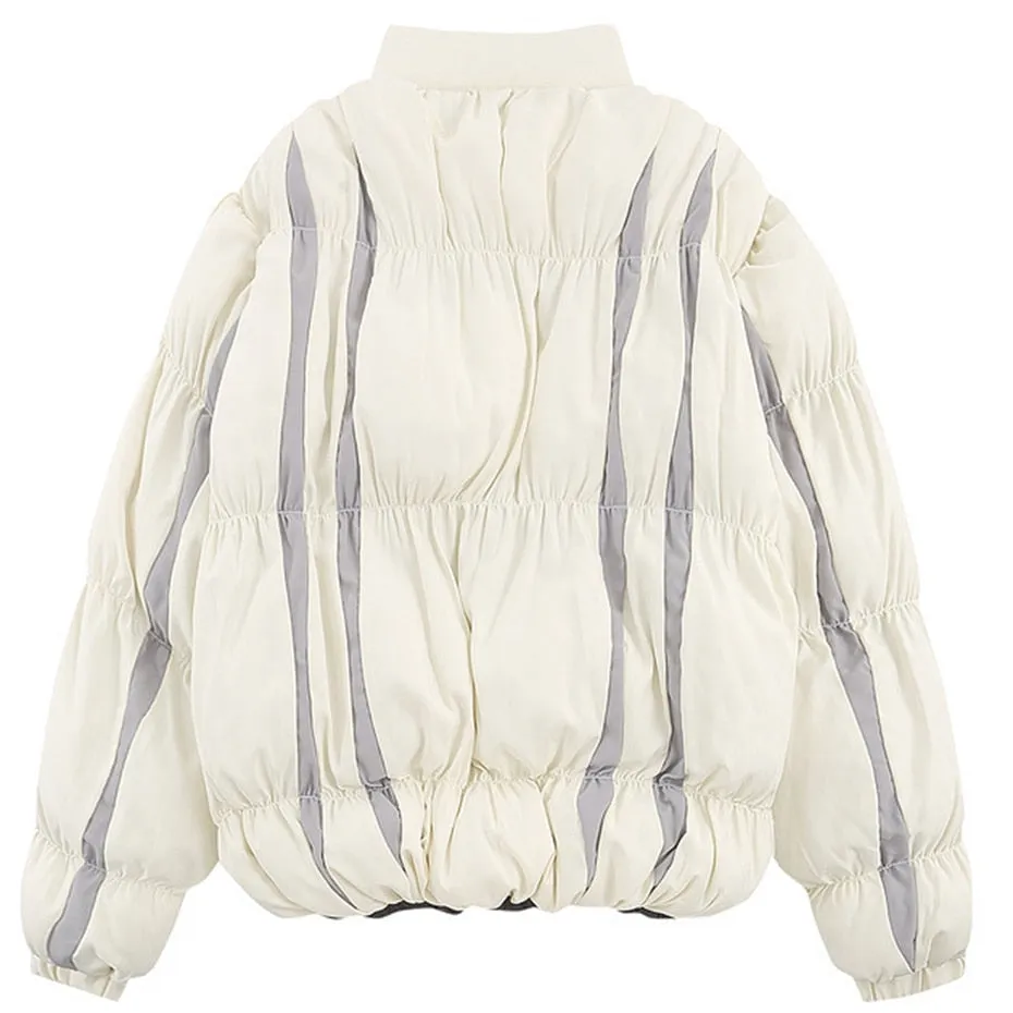 Irregular Striped Polyester Parka