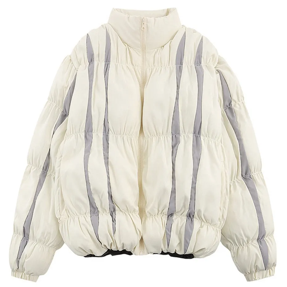 Irregular Striped Polyester Parka