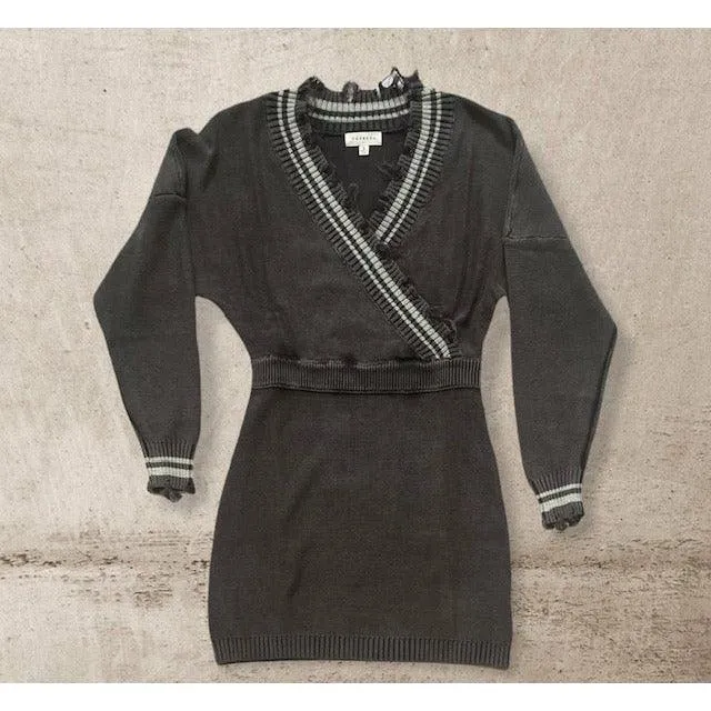 Isabella Varsity Distressed Sweater Dress