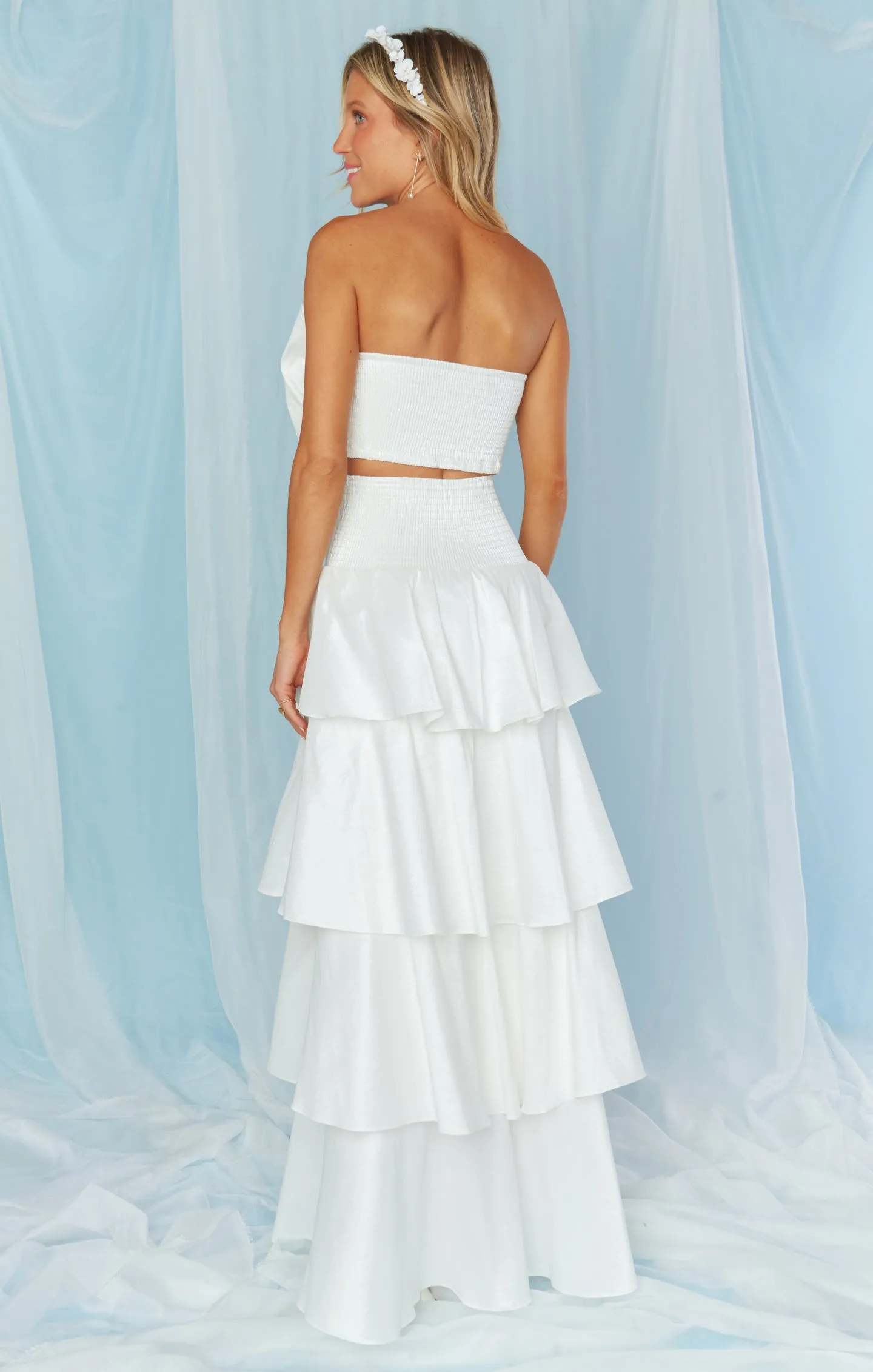 Katrina Swing Skirt ~ White Taffeta