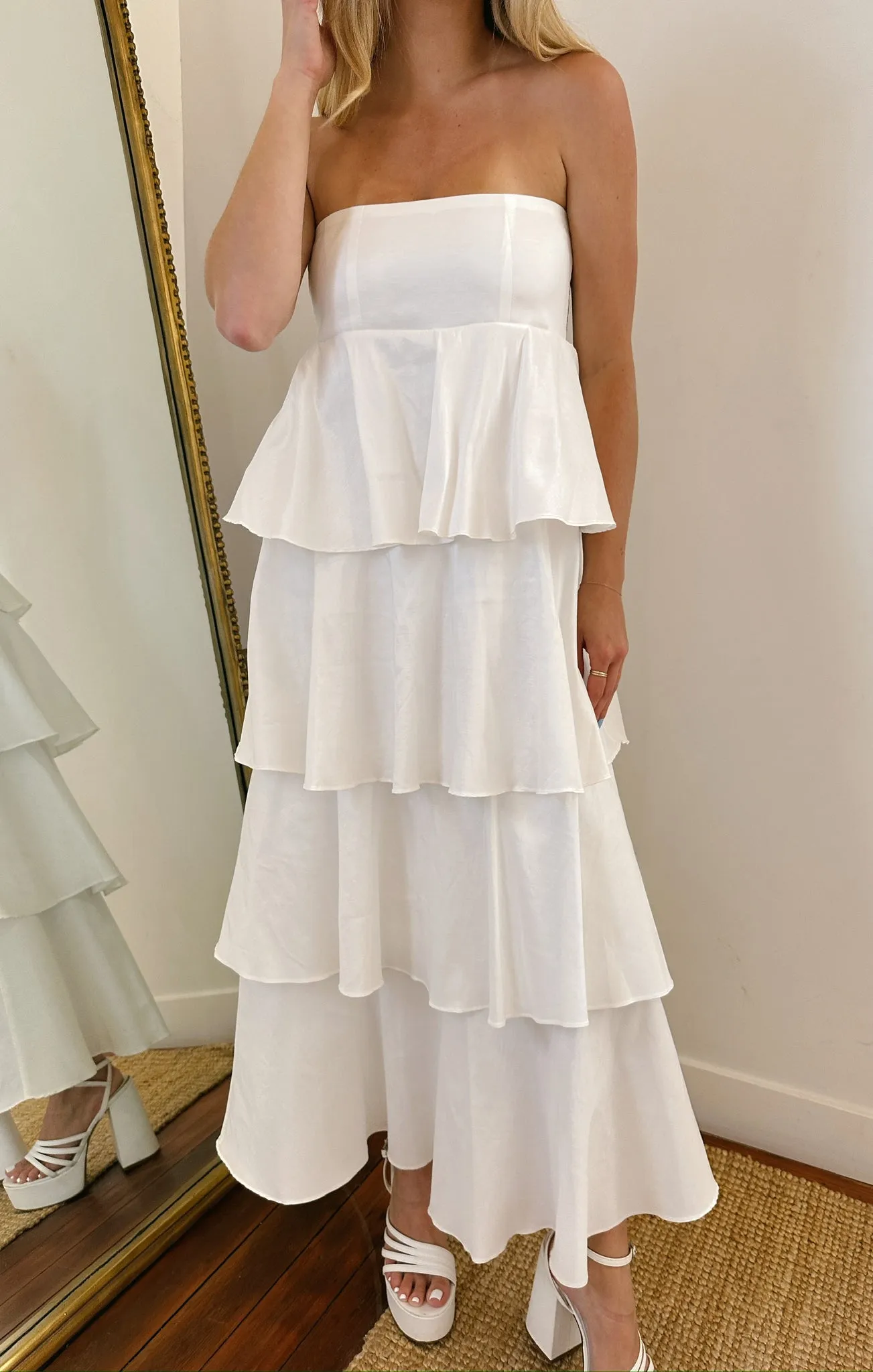 Katrina Swing Skirt ~ White Taffeta