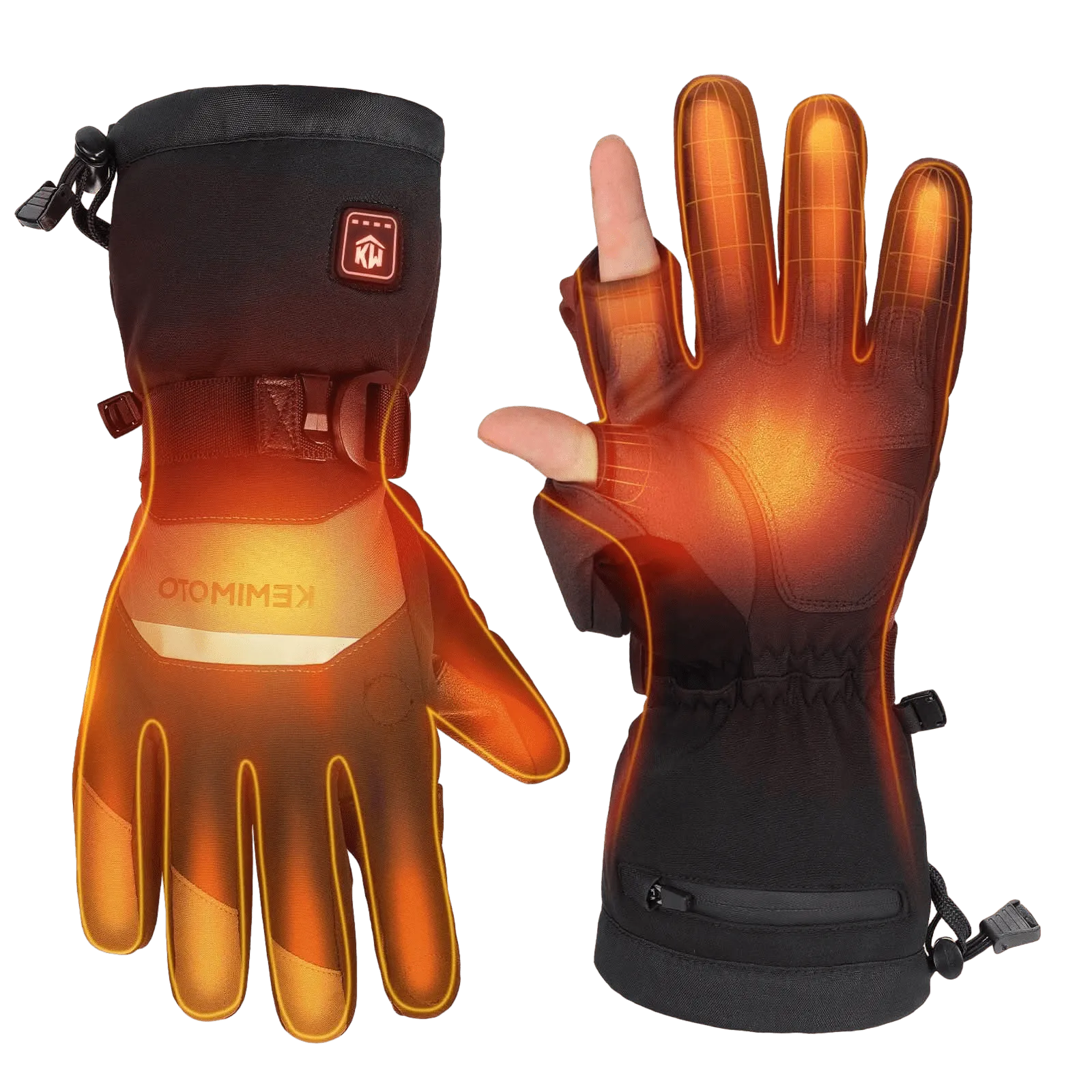 KEMIMOTO Heated Gloves with Magnetic Flap for Fishing, Cycling, Hiking, Hunting