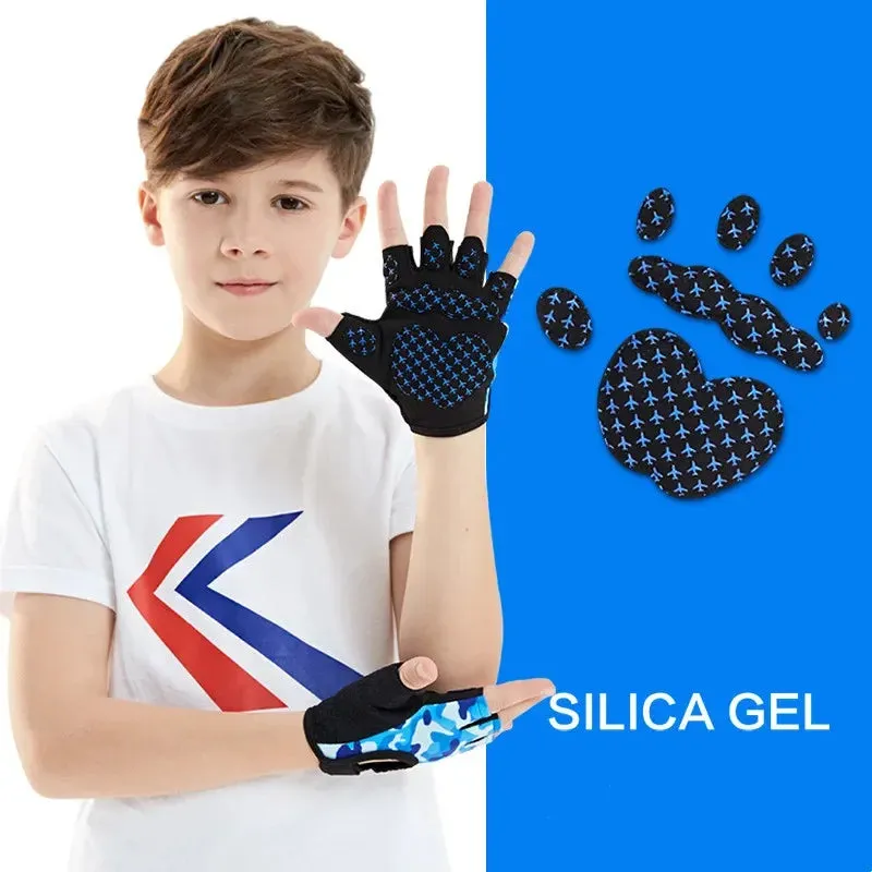 Kids Cycling Gloves Children Half Finger  Bike Skateboard Gloves Bicycle MTB Fingerless Gloves Outdoor Sports Boys Girls