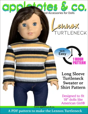 Lennox Turtleneck 18 Inch Doll Sewing Pattern