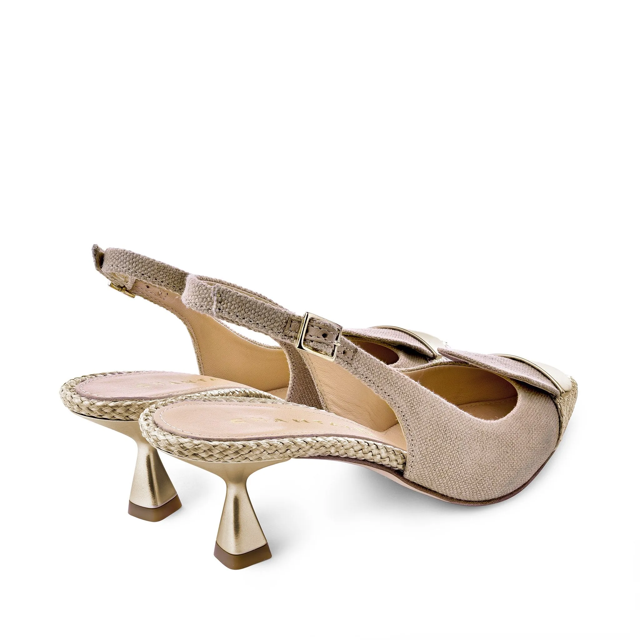 Lino Gold Sling Back Pumps