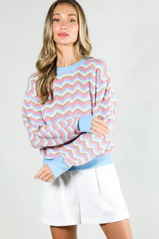 Long Sleeve Multi Color Sweater Top