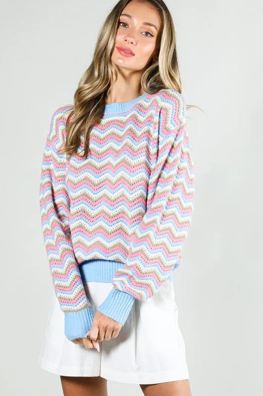 Long Sleeve Multi Color Sweater Top