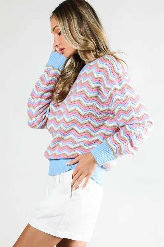 Long Sleeve Multi Color Sweater Top