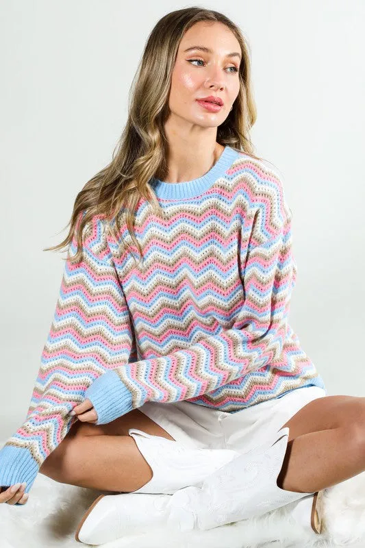 Long Sleeve Multi Color Sweater Top