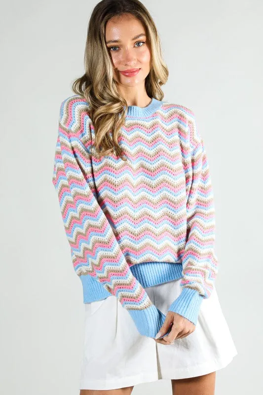 Long Sleeve Multi Color Sweater Top