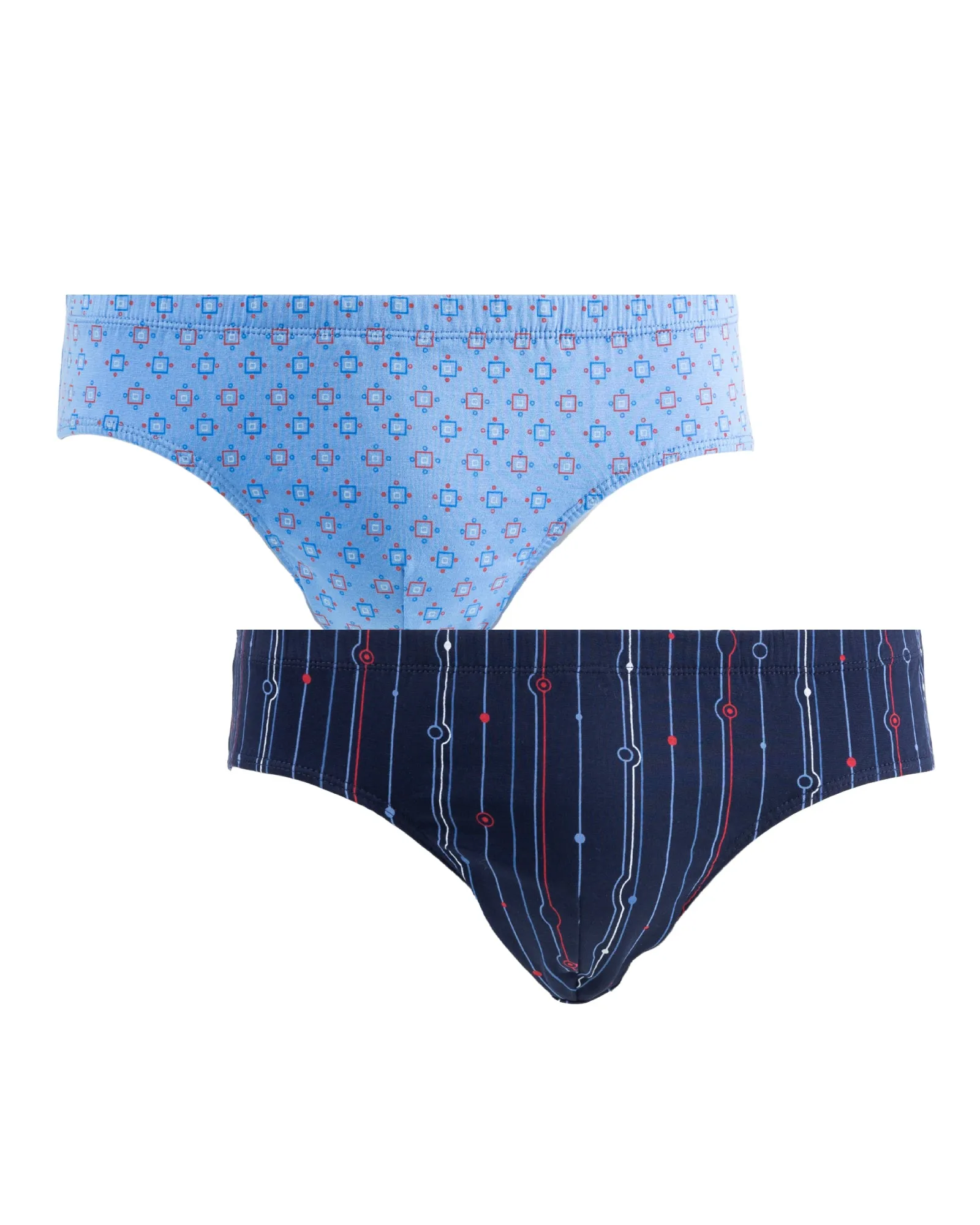 Lot de 2 Slips Taille Basse en Jersey de Coton Mercerisé Imprimé bleu et marine - E117.2