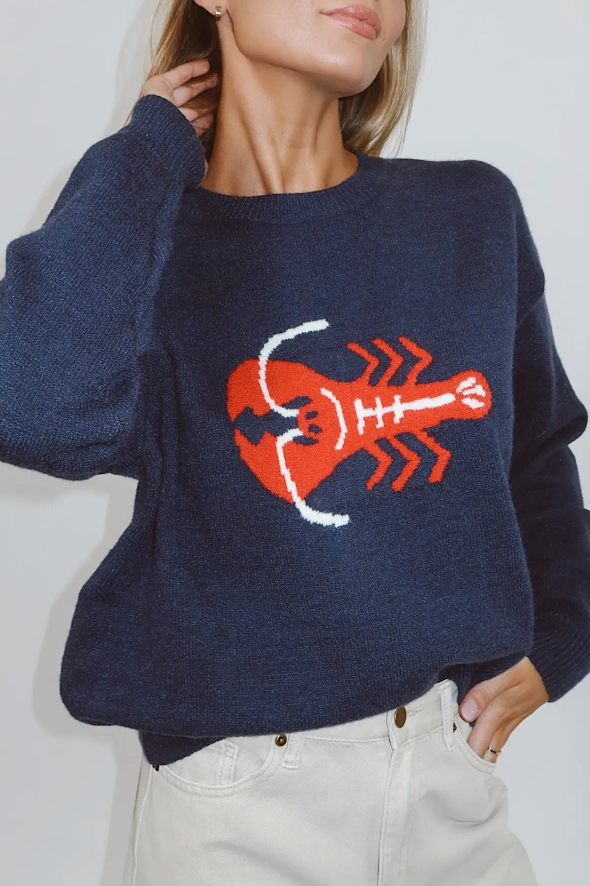 MAINE LOBSTER NAVY SWEATER